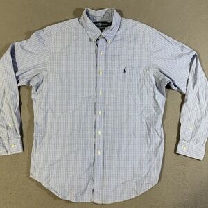 Polo Ralph Lauren Shirt Mens Classic Fit‎ Button Down Blue Size Large Plaid